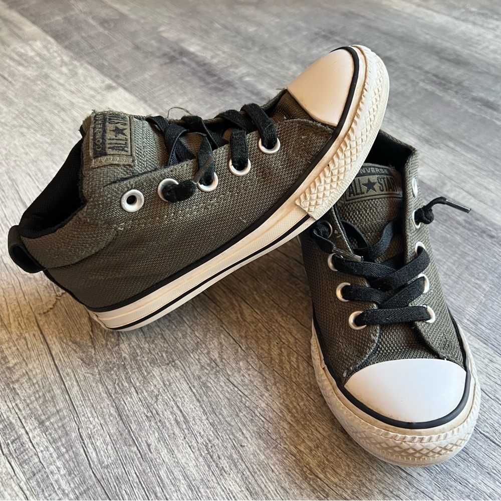 Converse Kids' Olive and White Sneakers Size 13.5